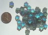50 3x8mm Matte AB Montana Blue Cupped Flowers